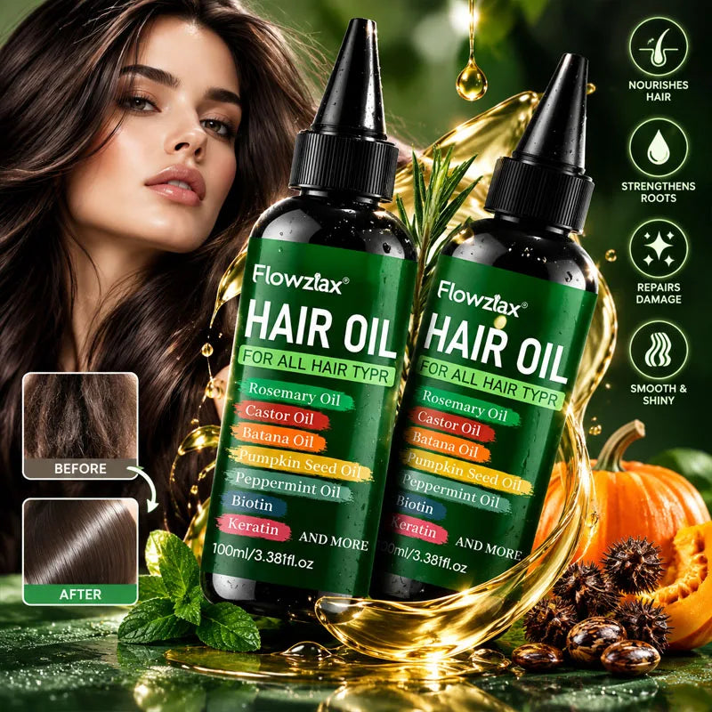2PCS 7-in-1 Hair Care Essential Oil, 100ml, Containing Rosemary Oil, Castor Oil, Banana Oil, Pumpkin Seed Oil, Peppermint Oil, Biotin, Keratin, Moisturizing From Root To Tip, Perfect Valentine's Day And Mother's Day Gift For