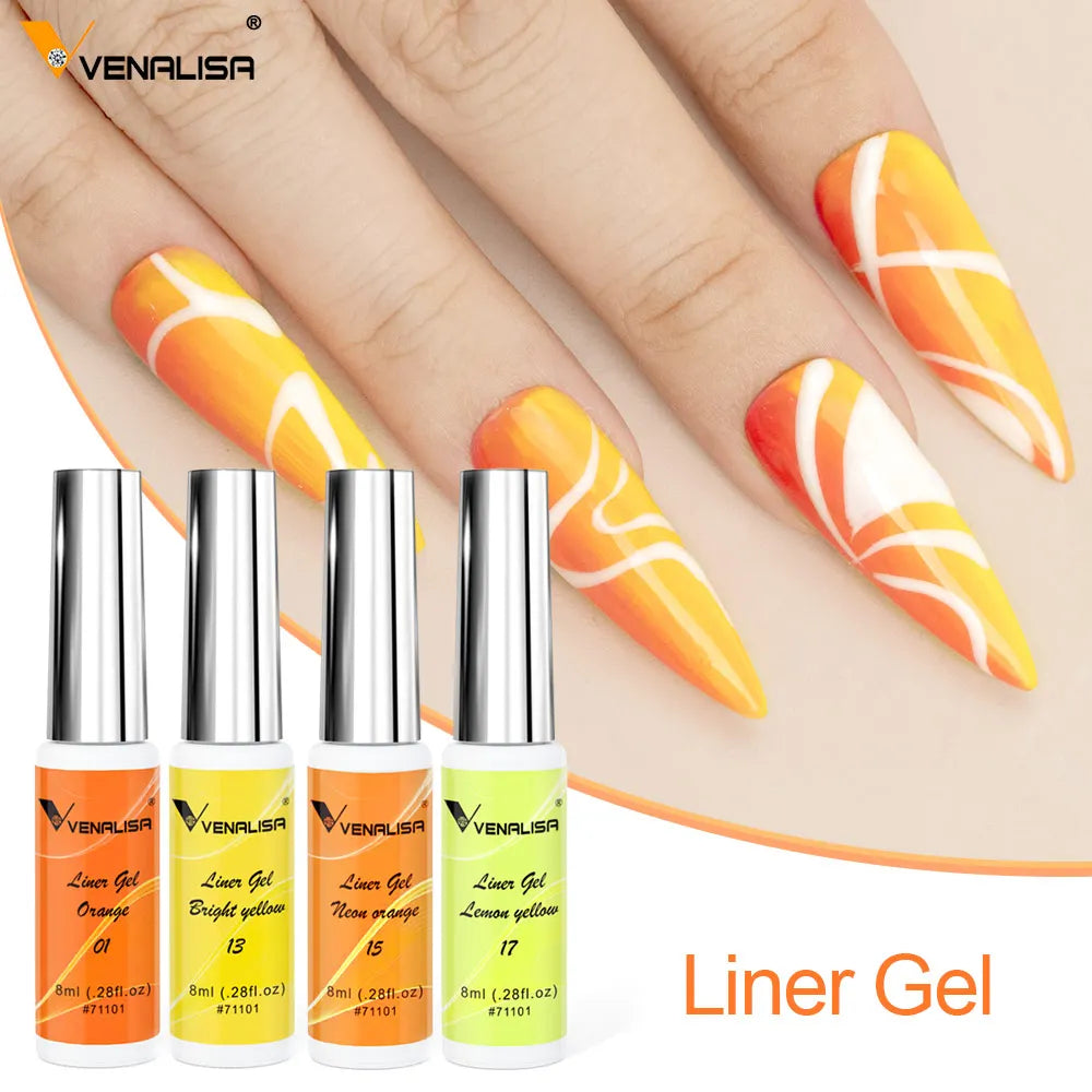 8ml VENALISA Liner Gel White Line French Nail Gel Polish 21 Colors Soak Off UV/LED Painting Gel Beautiful Semi Permanent Varnish