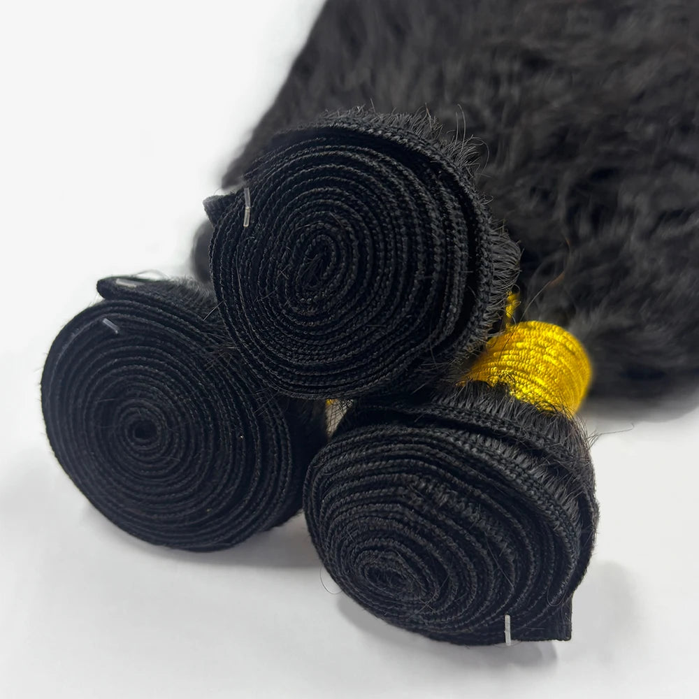 Kinky Straight Human Hair Bundles Brazilian Yaki Straight Hair Extension Virgin Human Hair Weave 1/3/4 Bundle For Quicky Weaving
