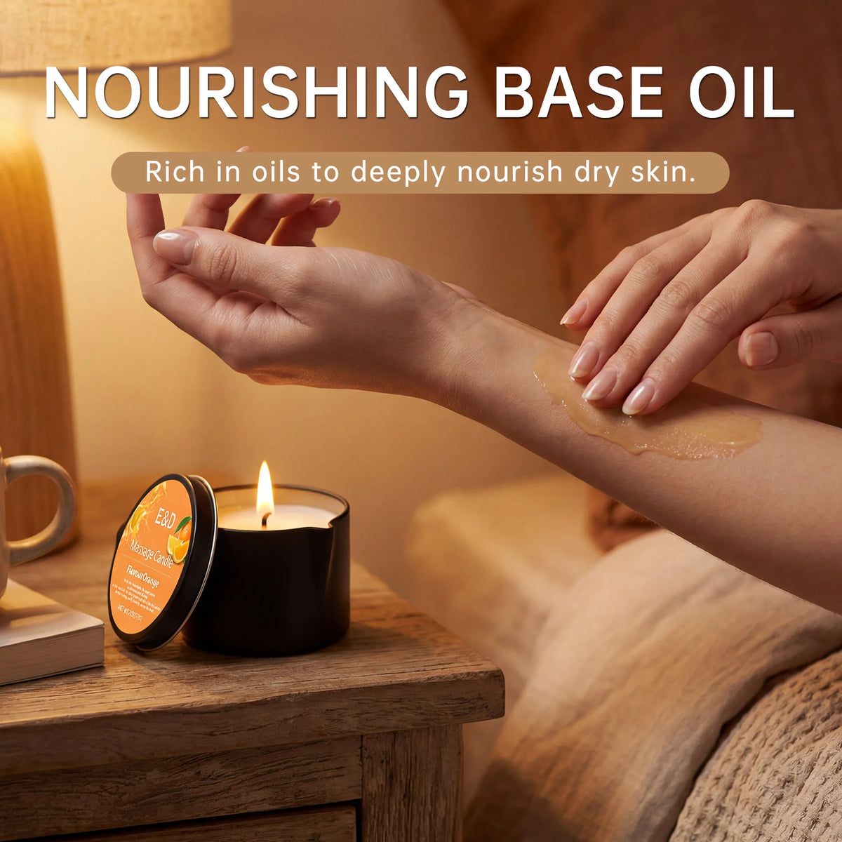 Orange Massage Oil Candle 2 oz, Body Massage Candle Melts Into Warm Body Oil, Moisturizing Aromatherapy Home Spa Gift For Women