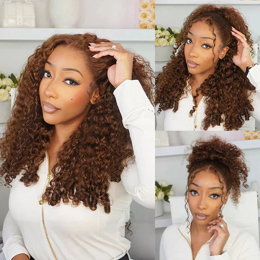 Chocolate Brown Burmese Curly 6X6 5X5 HD Lace Closure Wigs Invisible Strap 250% Wear Go Glueless Prepluck HD Lace Human Hair Wig