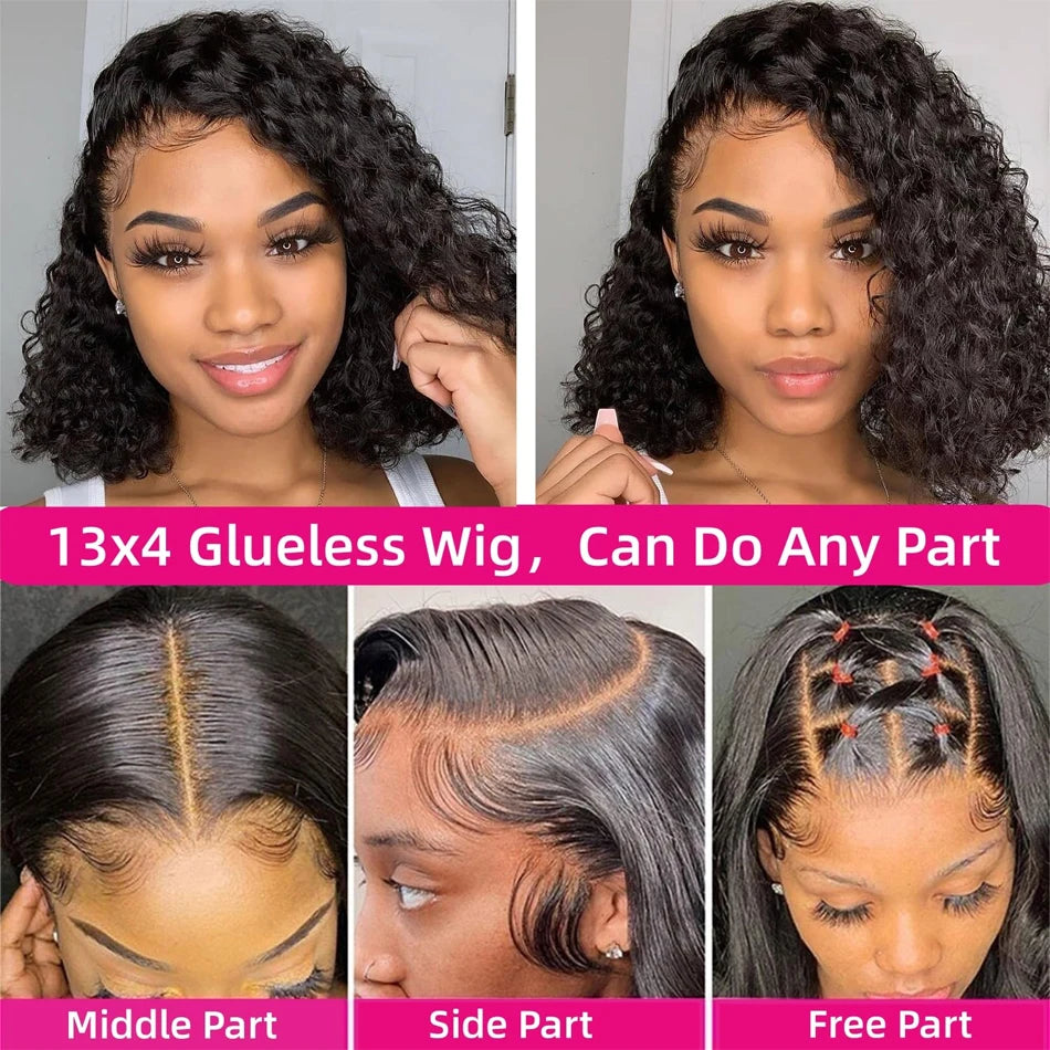 Glueless Kinky Curly Wig 13X6 Human Hair Ready To Wear Frontal Wigs Deep Curls Lace Closure Wig For Women Tissage Cheveux Humain