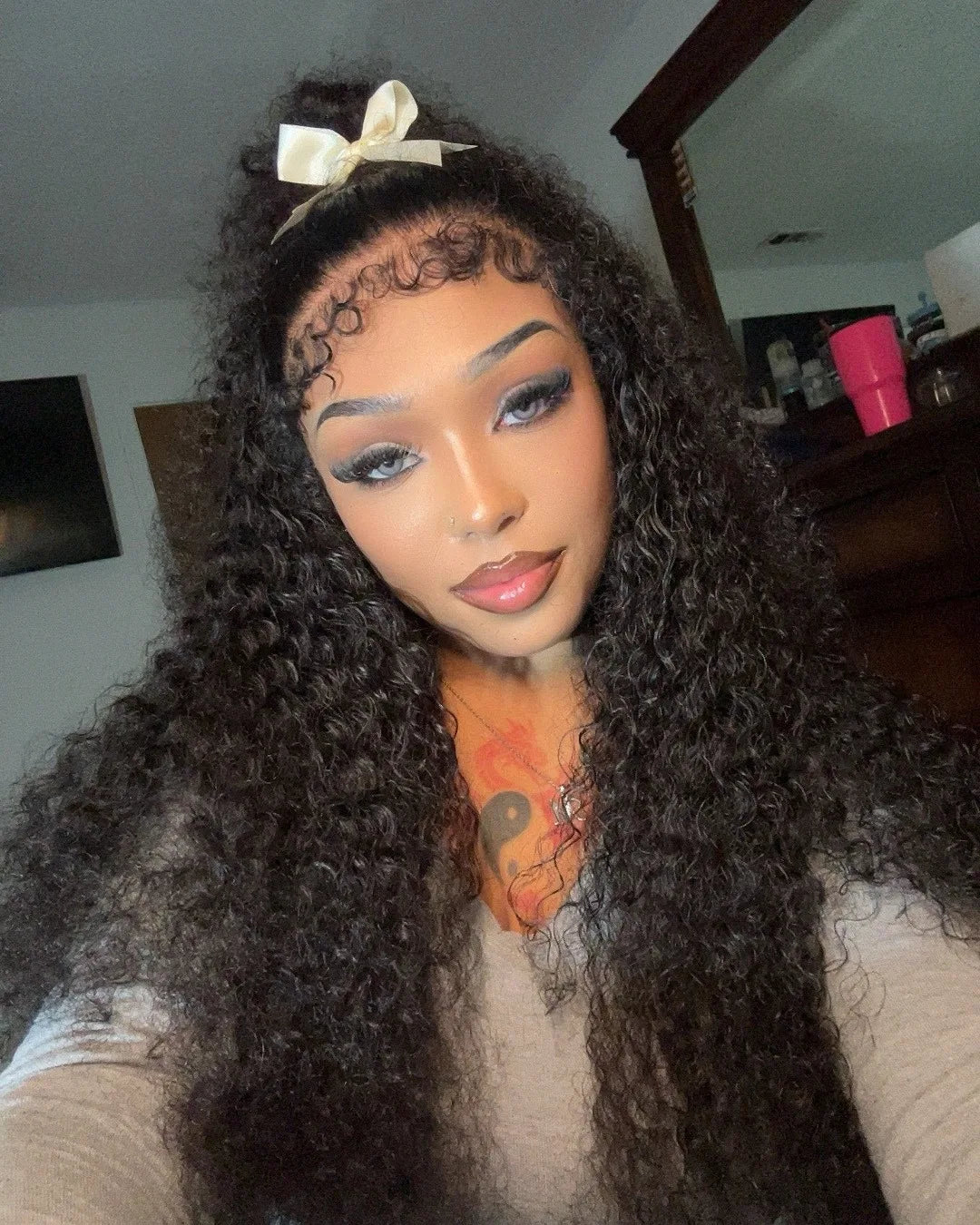 Kinky Curly 13x6 HD Lace Frontal Wig 4C Edges Curly Baby Hair For Women 7x5 Glueless Pre Cut Lace Deep Wave Wigs 100% Human Hair