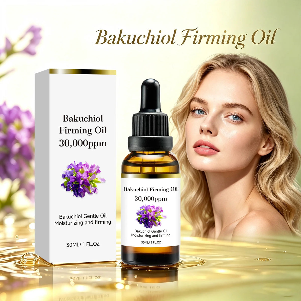 3% Bakuchiol Anti Aging Facial Oil Serum Hydrating Firming Lifting Moisturizing Smoothing Fade Fine Lines Reduce Wrinkles Skin Care
