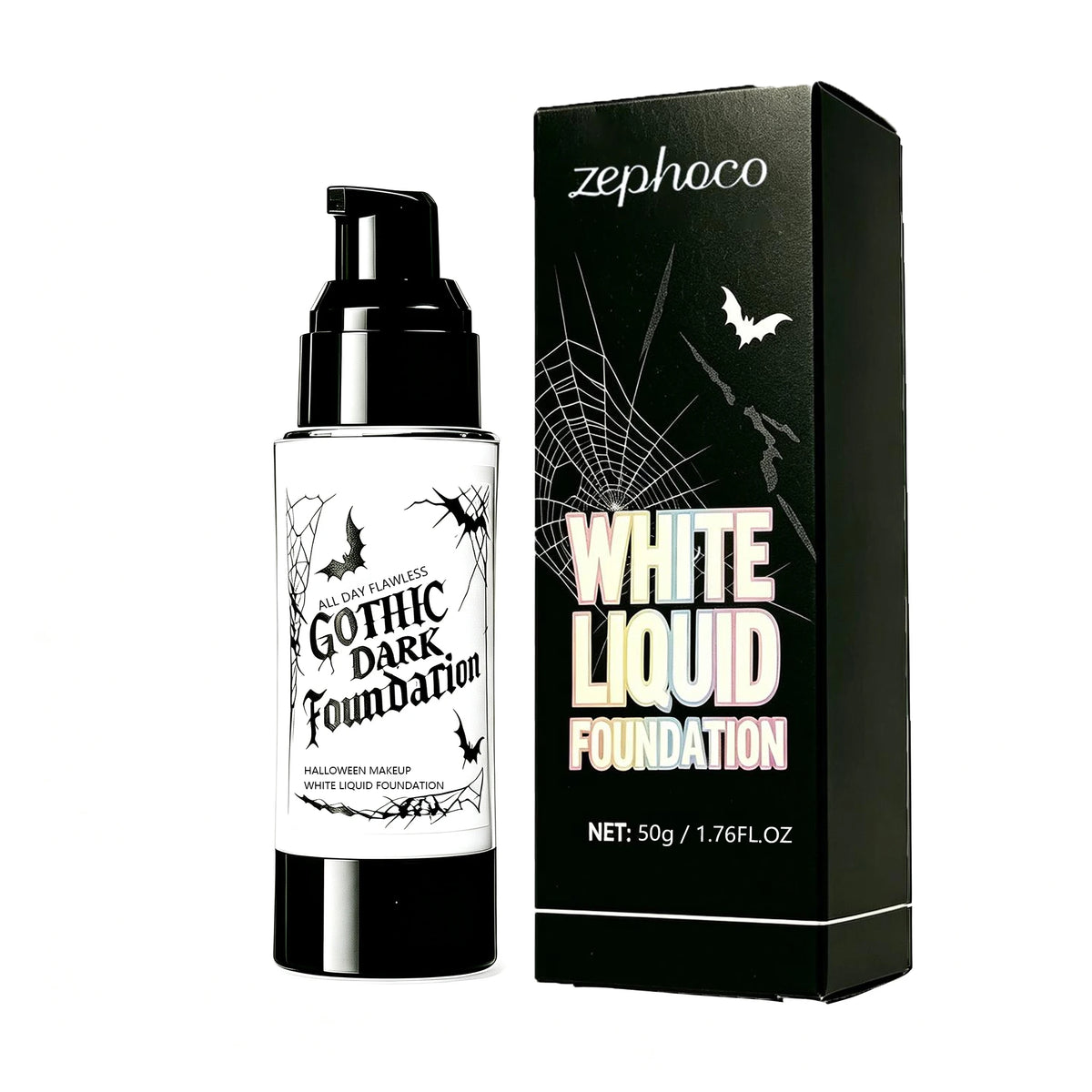 50G White Face Liquid Foundation for Helloween Cos Makeup Full Coverage Lasting Mekeup Effect Sweatproof Hydrating Natural Matte White Facial Foundation Liquid