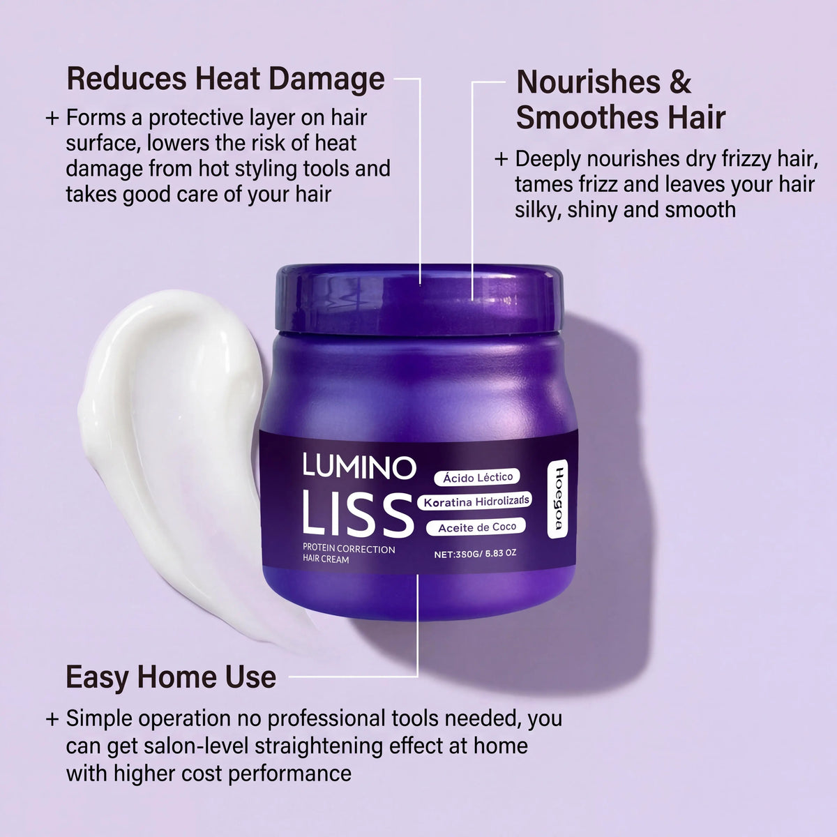 Protein Hair Correcting Cream Long Lasting Smoothing Straightening Treatment Reduces Frizz Heat Protection Easy Application Strengthens Hair Cream