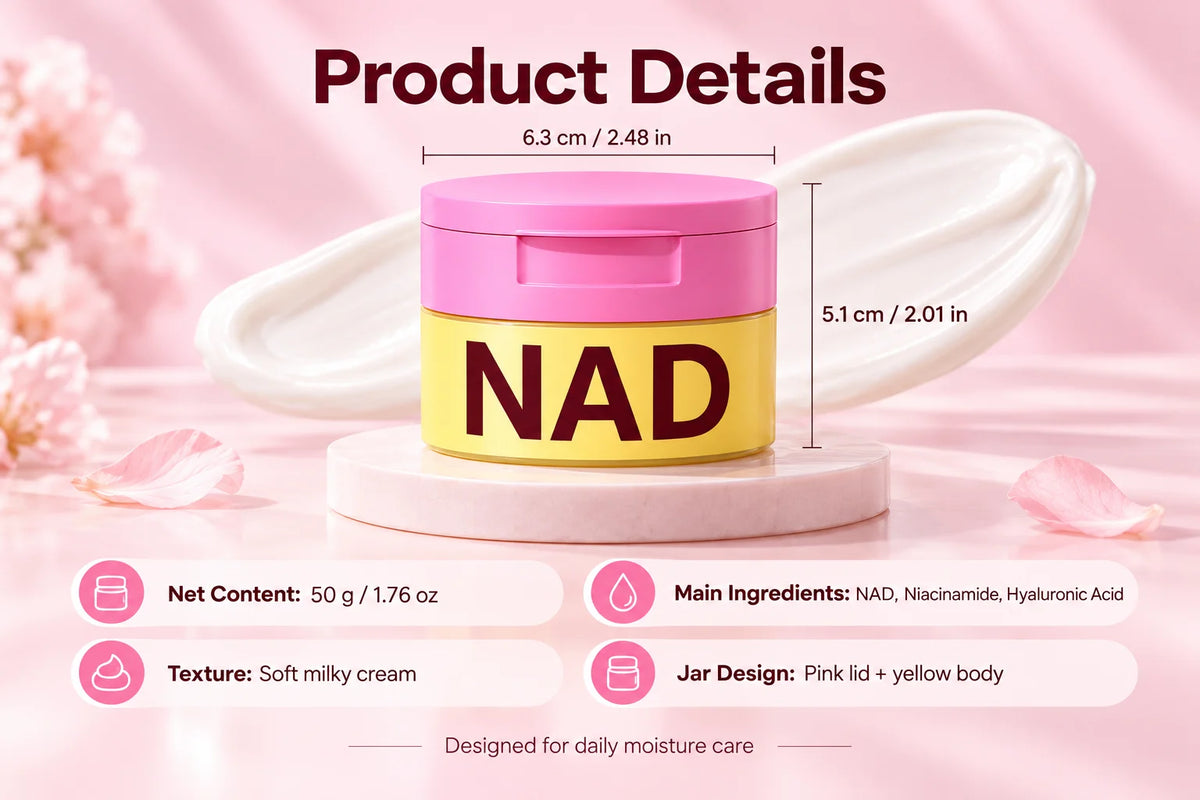 KOEC NAD+ Hydrating Face Moisturizer - Skincare Cream with Niacinamide & Hyaluronic Acid - Instant Face Lift Cream for Radiant & Smooth Skin - Daily Moisturizer for All Skin Types, 50g/1.76oz