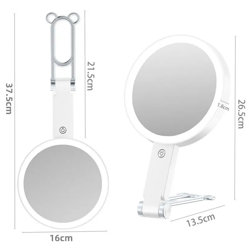 Rechargeable 1X/10X Magnifying Lighted Travel Makeup Mirror Portable Cosmetic Mirror with Lights Tabletop Handhold Hanging