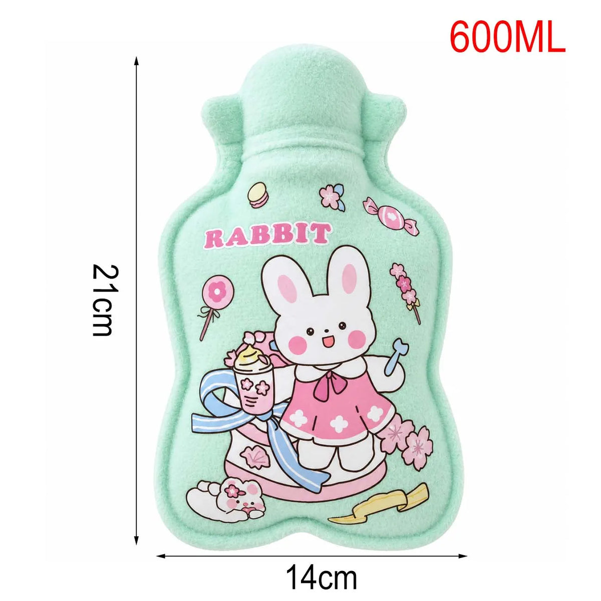 Hot Water Bottle Plush Warm Water Bag Cute Cartoon Soft Cover Hand Warmer for Winter Bed Sofa Women Kids Gift