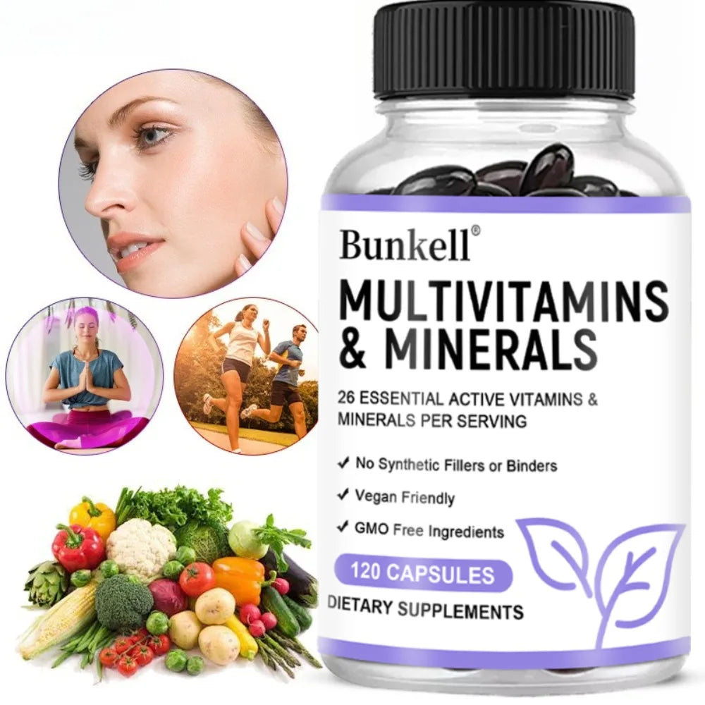Multivitamin and Minerals - Daily Supplement, Antioxidants, Skin Repair, Liver Health Maintenance, Energy Boost, 120 Capsules
