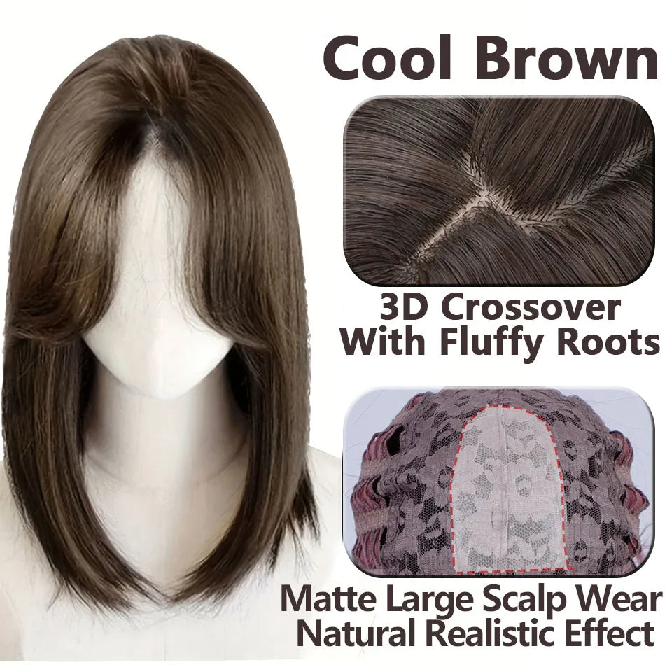 Shoulder Layered Synthetic BOB Wig With Transparent Lace Front Straight Heat Resistant Wig Hair For Women Daily Cosplay Party