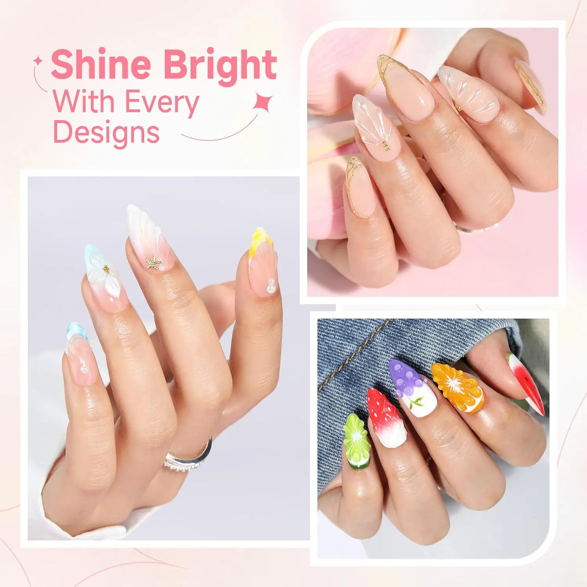 Makartt 3D Gel Nail Art – Clear & Noir Sculpting Gel for DIY Embossed Nail Designs – No Wipe Easy-Squeeze Tube Nail Glue