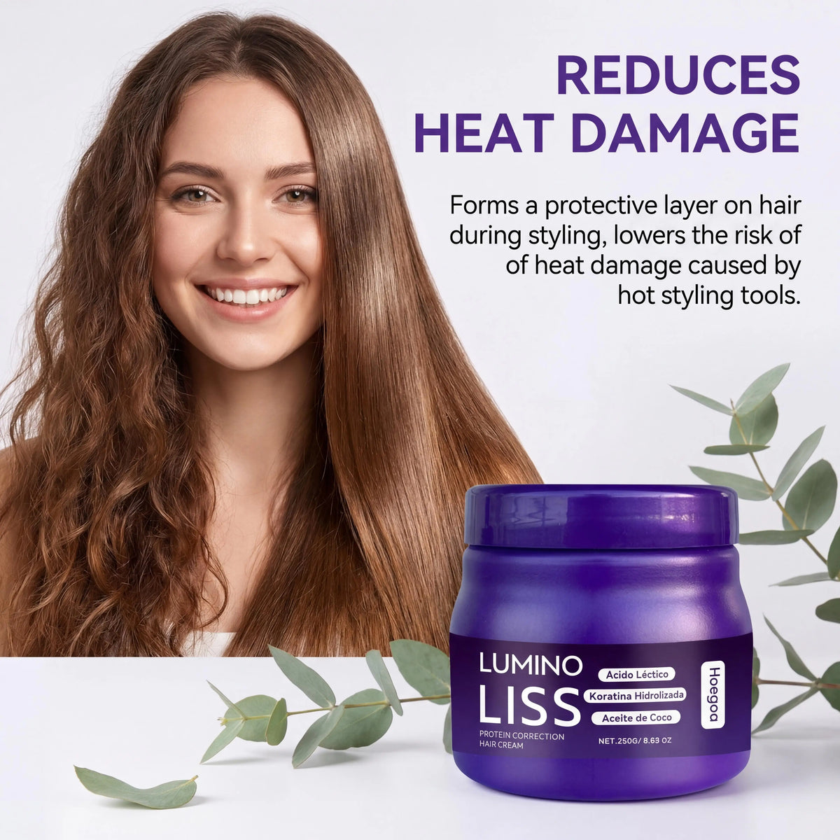 Protein Hair Correcting Cream Long Lasting Smoothing Straightening Treatment Reduces Frizz Heat Protection Easy Application Strengthens Hair Cream