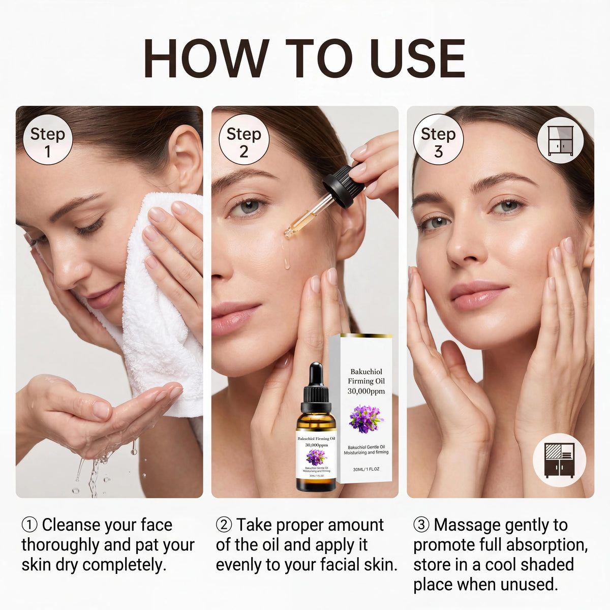 3% Bakuchiol Anti Aging Facial Oil Serum Hydrating Firming Lifting Moisturizing Smoothing Fade Fine Lines Reduce Wrinkles Skin Care