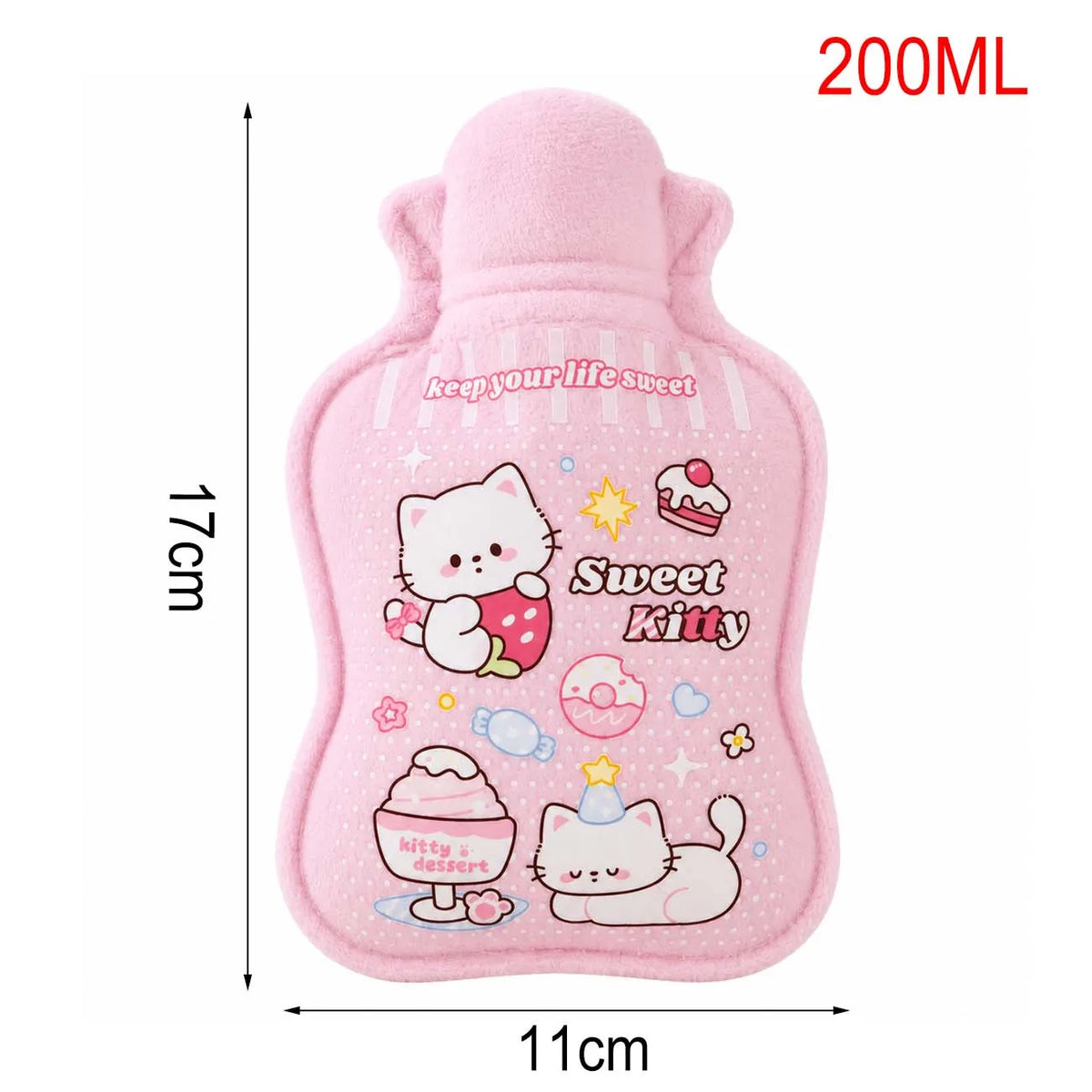 Hot Water Bottle Plush Warm Water Bag Cute Cartoon Soft Cover Hand Warmer for Winter Bed Sofa Women Kids Gift