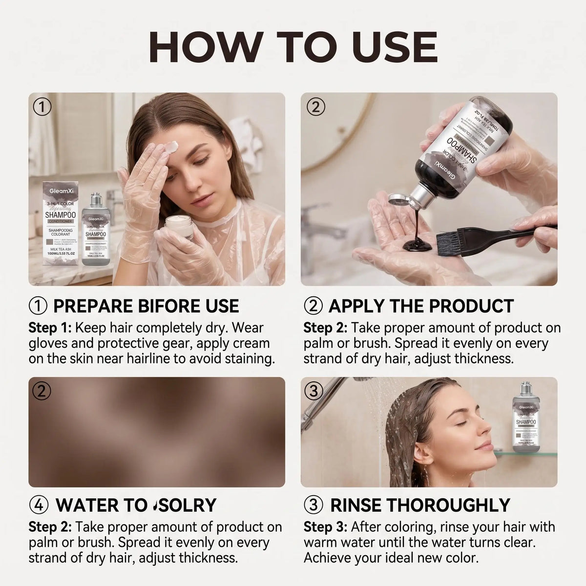 3 in 1 Hair Dye Shampoo for Gray Coverage Natural Herbal Ingredients Milk Tea Ash Brown Long-Lasting Color Deep Nourishing Cleaning Semi-Permanent Hair Color Shampoo