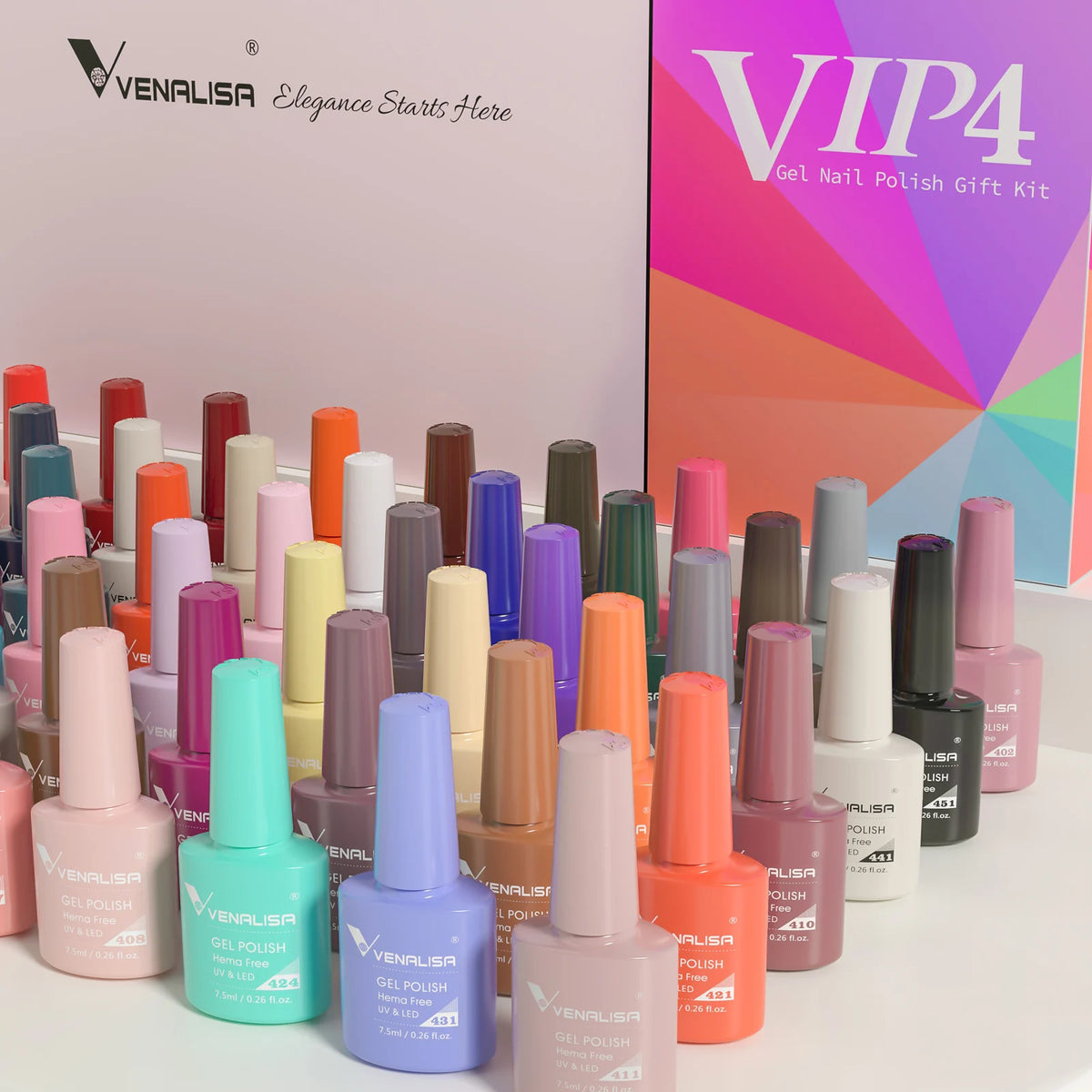 VENALISA 7.5ml Nail Gel Polish VIP4 HEMA Free Semi Permanent Soak off UV LED Nail Gel Varnish Full Coverage Nail Gel Lacquer