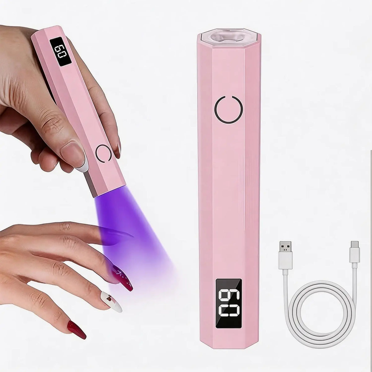 Portable USB Mini LED UV Nail Dryer, LCD Digital Display Gel Nail Curing Lamp, Compact Professional Manicure Tool