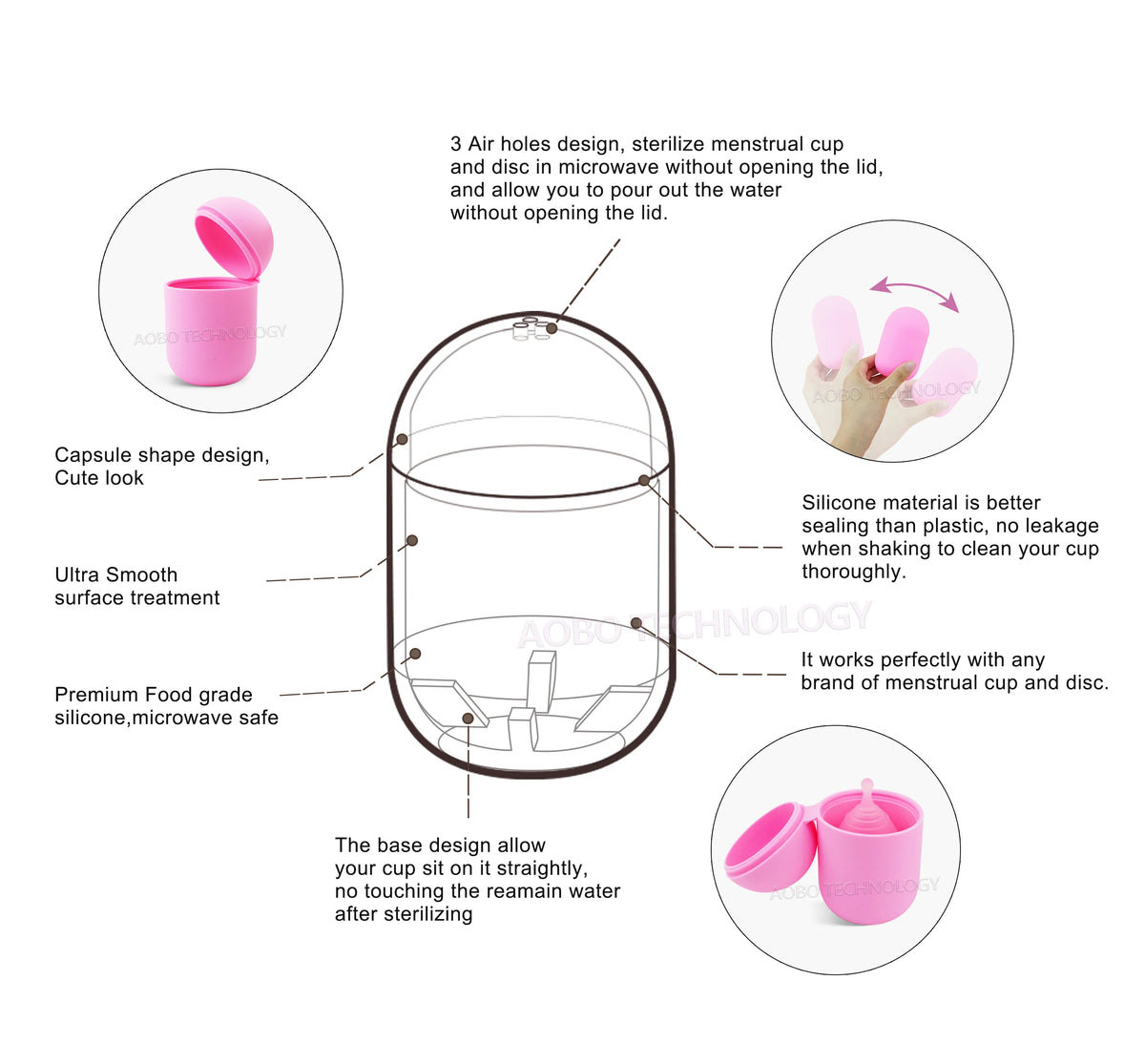10pcs Silicone Case Sterilizer Bpa-Free Cleaner Container To Clean And Store Menstrual Cups Sterilizer Case