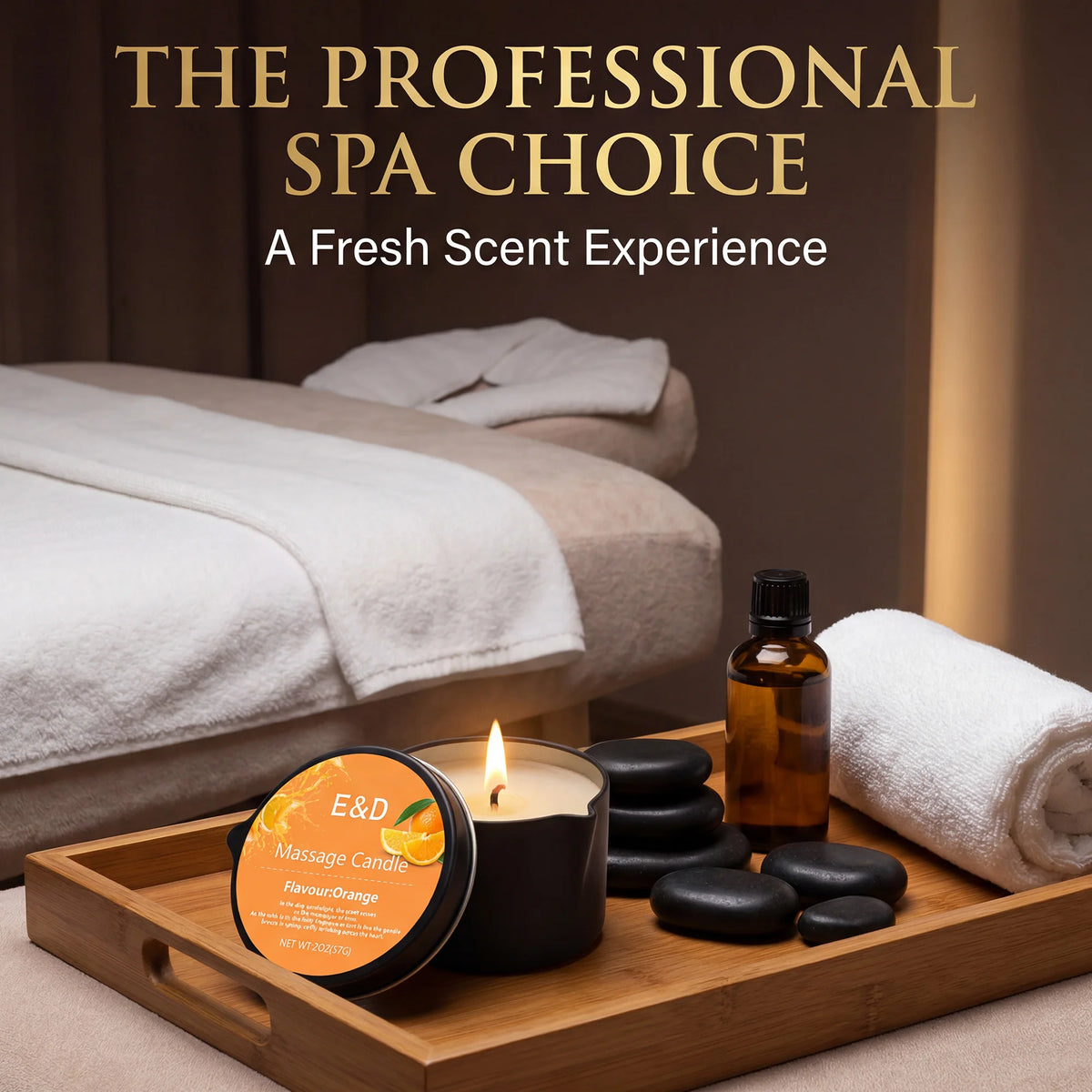 Orange Massage Oil Candle 2 oz, Body Massage Candle Melts Into Warm Body Oil, Moisturizing Aromatherapy Home Spa Gift For Women