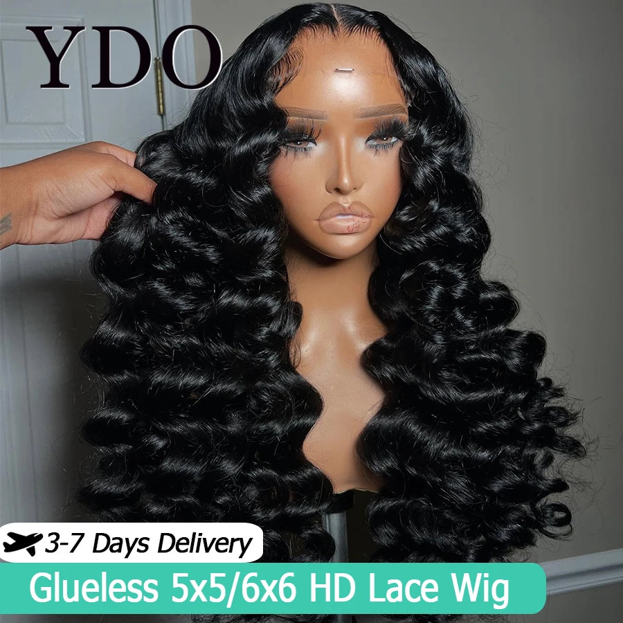 250% Loose Deep Wave Glueless 6x6 HD Lace Closure Wigs 100% Human Hair Pre Plucked 5x5 HD Transparent Lace Front Wigs For Women