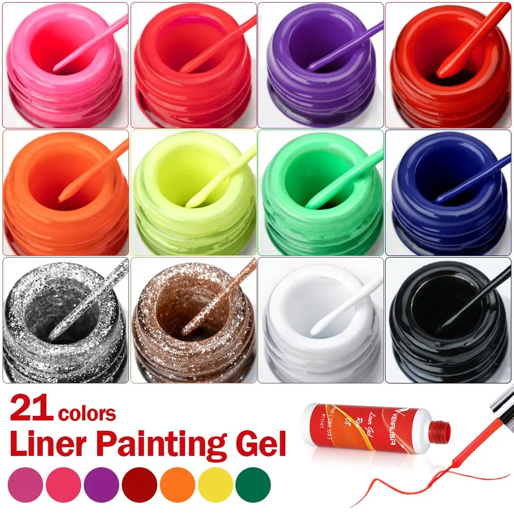 8ml VENALISA Liner Gel White Line French Nail Gel Polish 21 Colors Soak Off UV/LED Painting Gel Beautiful Semi Permanent Varnish