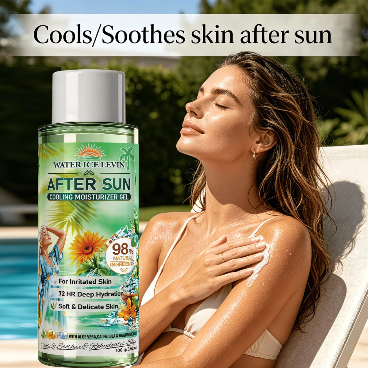 Sun Exposure After Sun Care Cooling Moisturizer Gel Deep Hydration Soothe Sensitive Irritated Skin Aloe Vera Skin Gel 100g
