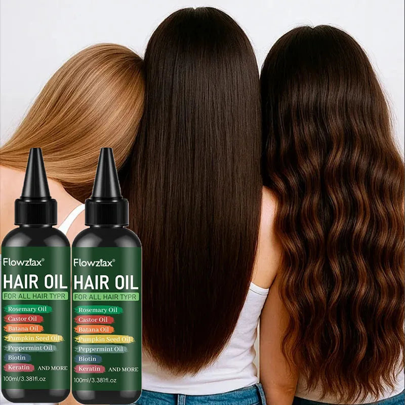 2PCS 7-in-1 Hair Care Essential Oil, 100ml, Containing Rosemary Oil, Castor Oil, Banana Oil, Pumpkin Seed Oil, Peppermint Oil, Biotin, Keratin, Moisturizing From Root To Tip, Perfect Valentine's Day And Mother's Day Gift For