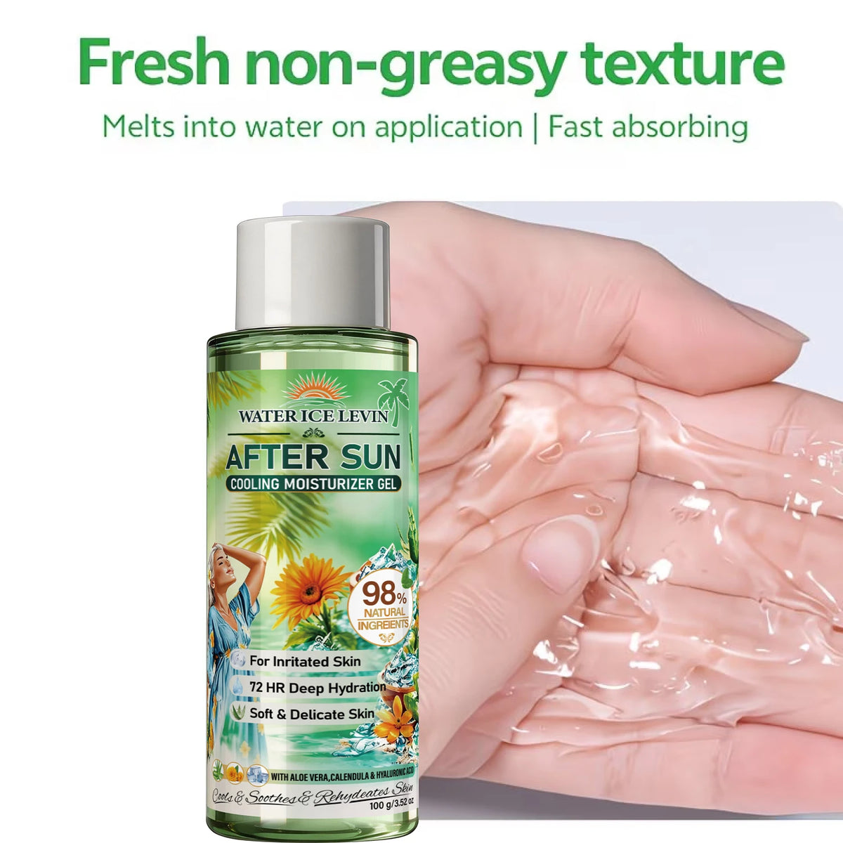 Sun Exposure After Sun Care Cooling Moisturizer Gel Deep Hydration Soothe Sensitive Irritated Skin Aloe Vera Skin Gel 100g