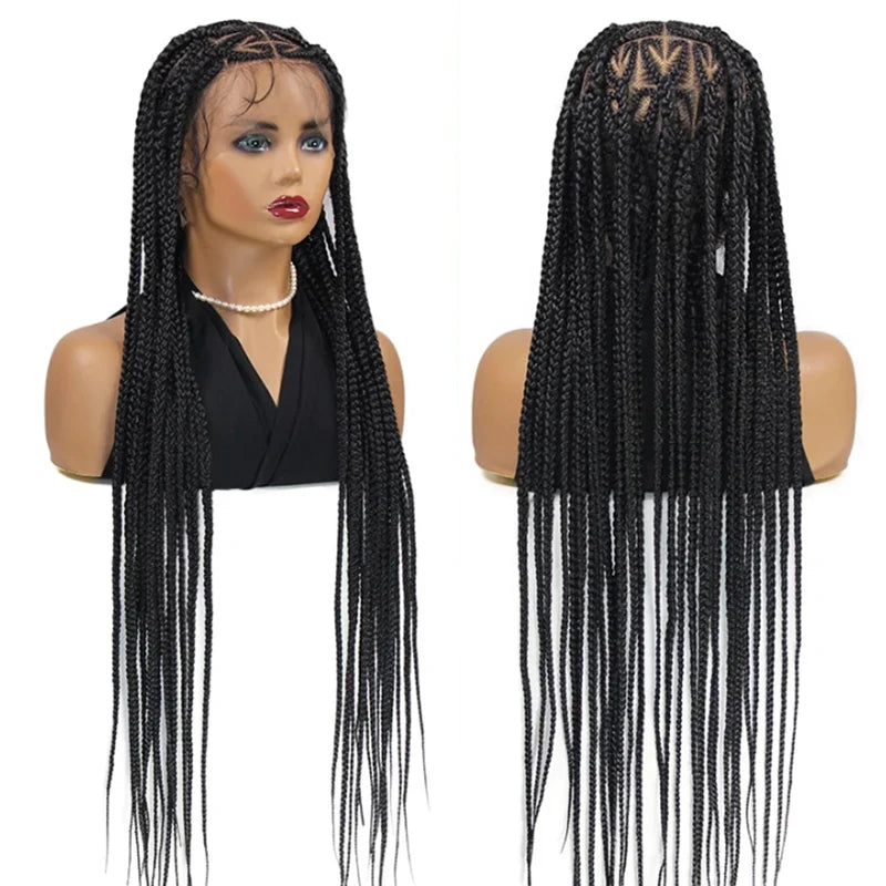 36'' Heart Braids Wig Synthetic Full Lace Braided Wigs For Women Knotless Box Braids Cornrow Braided Wigs