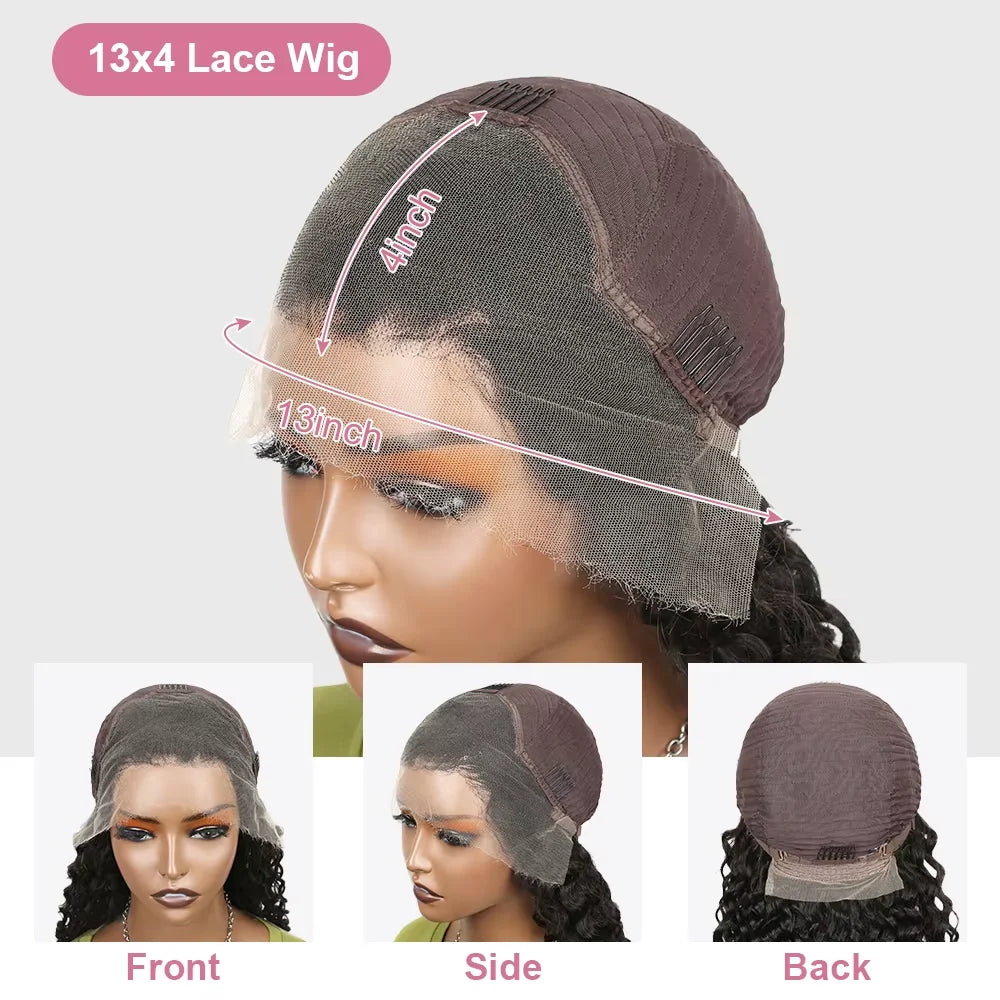 Deep Wave 250% Density Short Bob 13x4 Lace Front Human Hair Wigs Women Brazilian Curly Lace Frontal Wig Glueless Closure Wigs