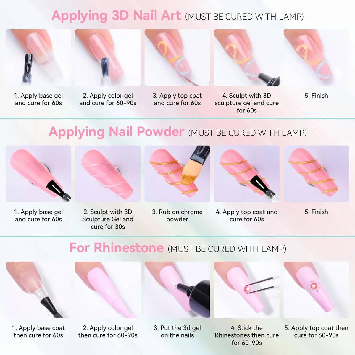 Makartt 3D Gel Nail Art – Clear & Noir Sculpting Gel for DIY Embossed Nail Designs – No Wipe Easy-Squeeze Tube Nail Glue