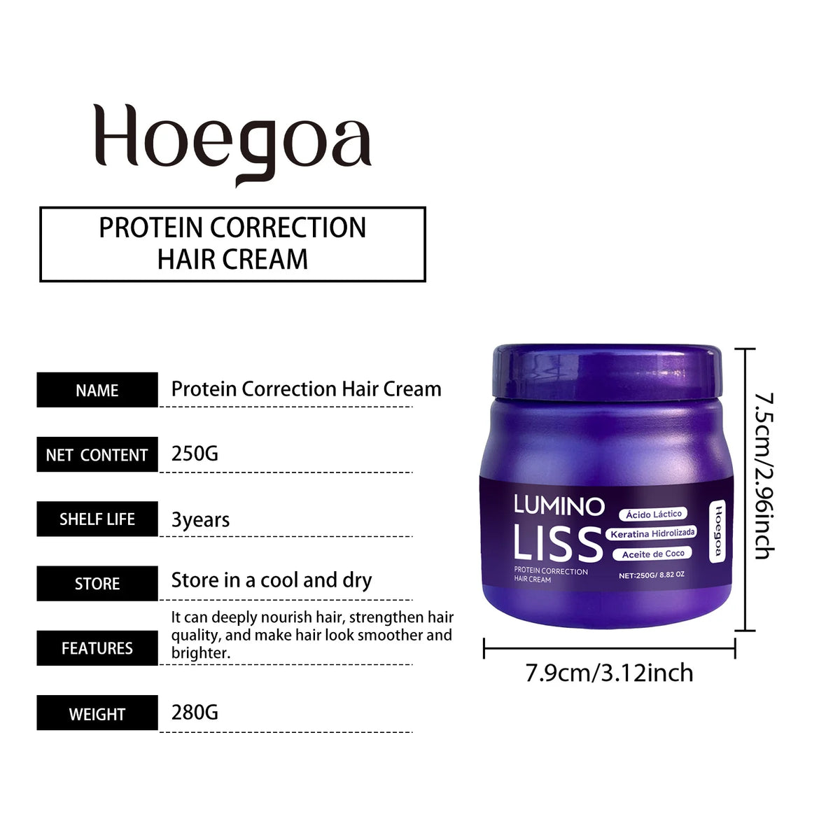 Protein Hair Correcting Cream Long Lasting Smoothing Straightening Treatment Reduces Frizz Heat Protection Easy Application Strengthens Hair Cream