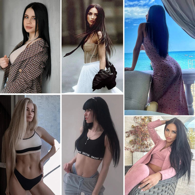 Straight Human Hair Clip in Hair Extensions  100% Unprocessed Full Head Brazilian Virgin Hair Natural Black Color 8Pcs With 120G