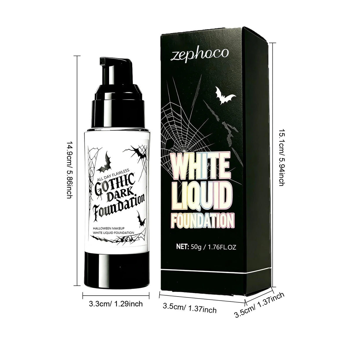 50G White Face Liquid Foundation for Helloween Cos Makeup Full Coverage Lasting Mekeup Effect Sweatproof Hydrating Natural Matte White Facial Foundation Liquid