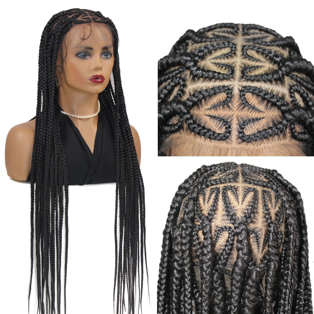 36'' Heart Braids Wig Synthetic Full Lace Braided Wigs For Women Knotless Box Braids Cornrow Braided Wigs