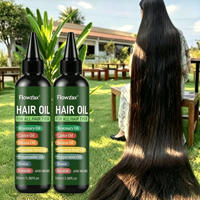 2PCS 7-in-1 Hair Care Essential Oil, 100ml, Containing Rosemary Oil, Castor Oil, Banana Oil, Pumpkin Seed Oil, Peppermint Oil, Biotin, Keratin, Moisturizing From Root To Tip, Perfect Valentine's Day And Mother's Day Gift For