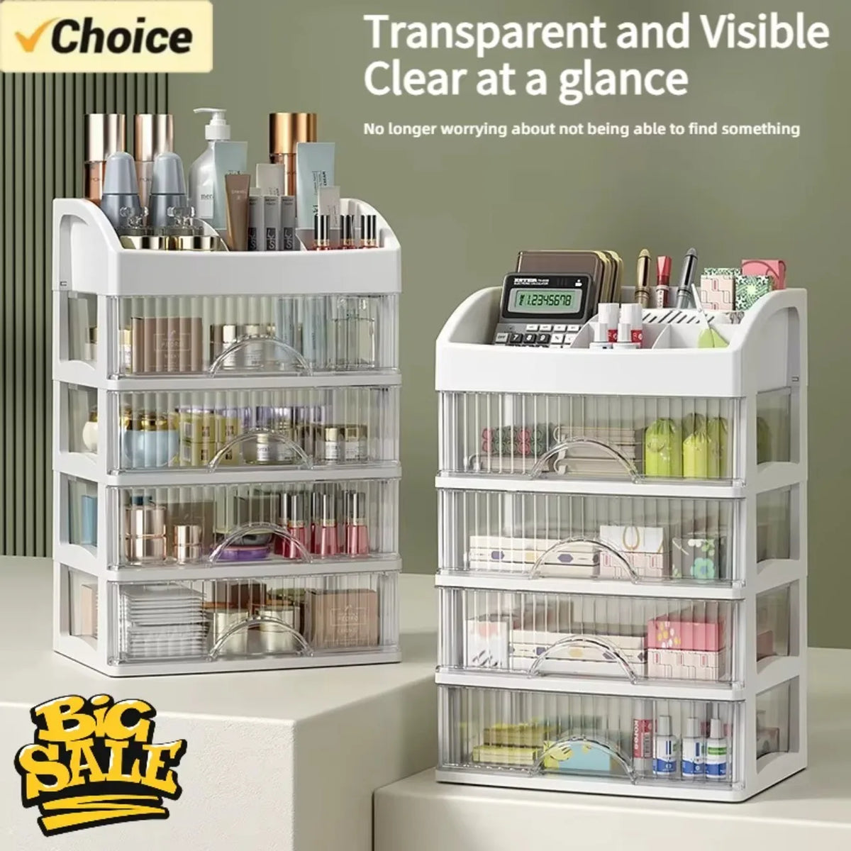 Multi-Layer Makeup Organizer with Drawers, Clear Cosmetic Storage Box for Skincare, Lipstick, Perfume and Vanity Essentials