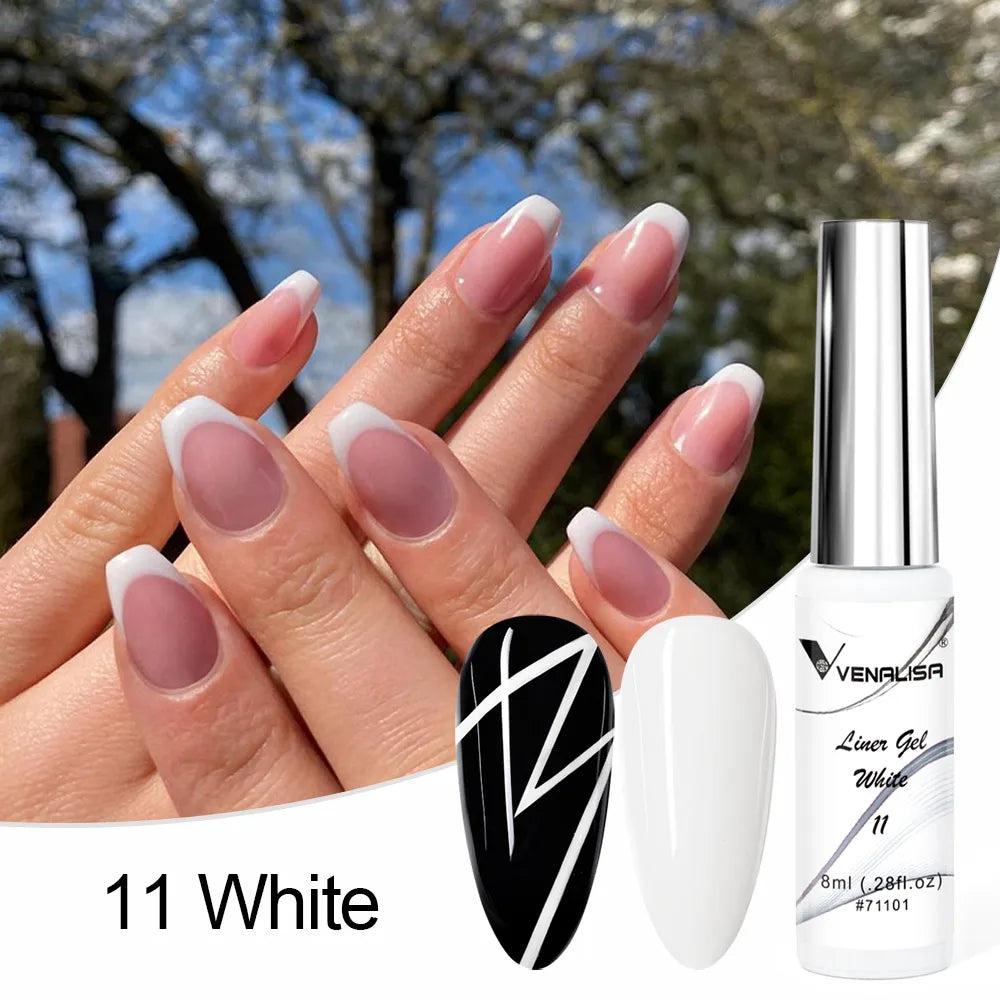 8ml VENALISA Liner Gel White Line French Nail Gel Polish 21 Colors Soak Off UV/LED Painting Gel Beautiful Semi Permanent Varnish