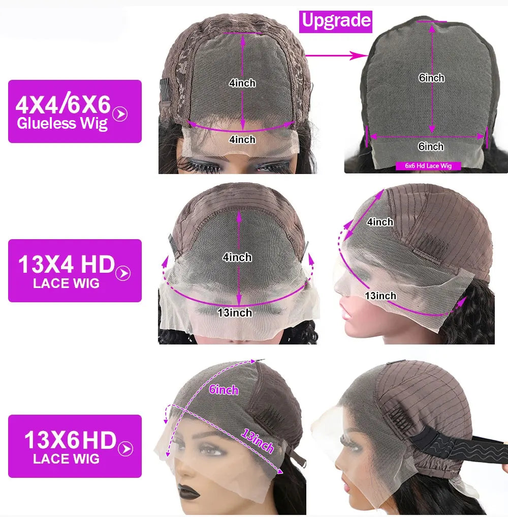 4C Kinky Edges Deep Wave Hidden Invisible Drawstring 360 HD Full Lace Glueless Frontal Wig Kinky Curly Lace Front Human Hair Wig