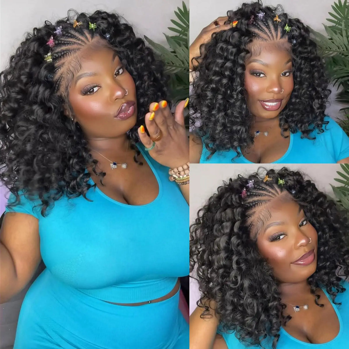 Curly Bob Wig Human Hair 13x4 Lace Front Wigs For Black Women Human Hair Quickwig Braided Wigs Pre Braided Handmade Cornrow Wigs