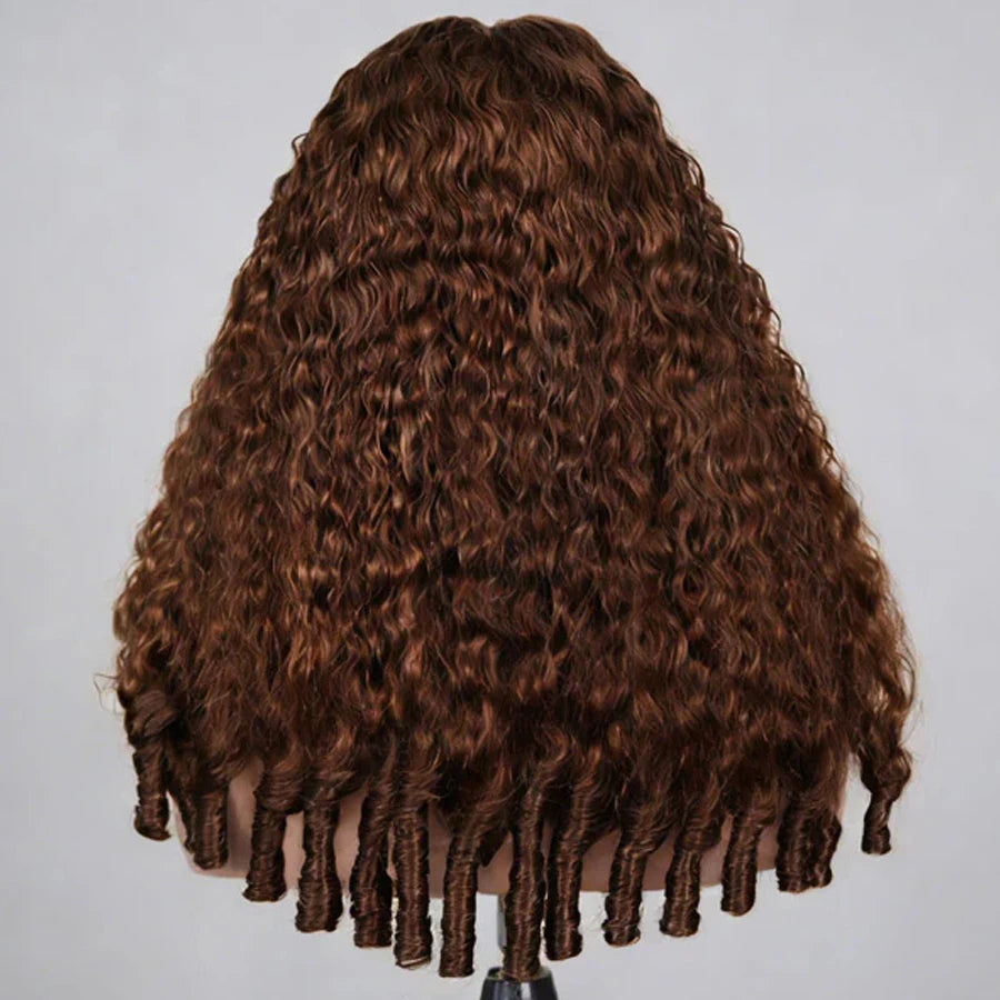 Chocolate Brown Burmese Curly 6X6 5X5 HD Lace Closure Wigs Invisible Strap 250% Wear Go Glueless Prepluck HD Lace Human Hair Wig
