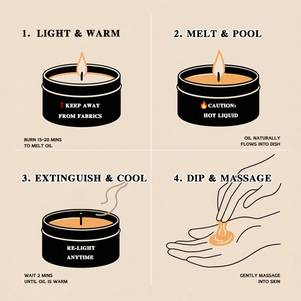 Orange Massage Oil Candle 2 oz, Body Massage Candle Melts Into Warm Body Oil, Moisturizing Aromatherapy Home Spa Gift For Women