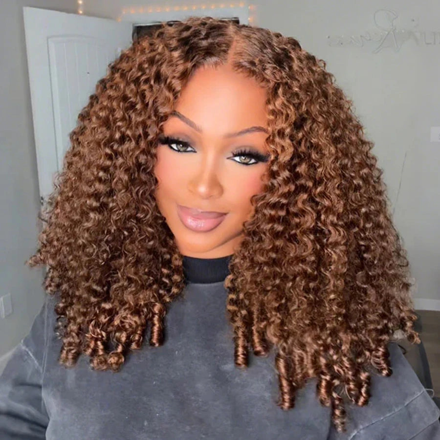 Chocolate Brown Burmese Curly 6X6 5X5 HD Lace Closure Wigs Invisible Strap 250% Wear Go Glueless Prepluck HD Lace Human Hair Wig