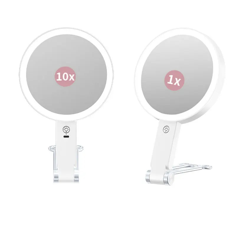 Rechargeable 1X/10X Magnifying Lighted Travel Makeup Mirror Portable Cosmetic Mirror with Lights Tabletop Handhold Hanging