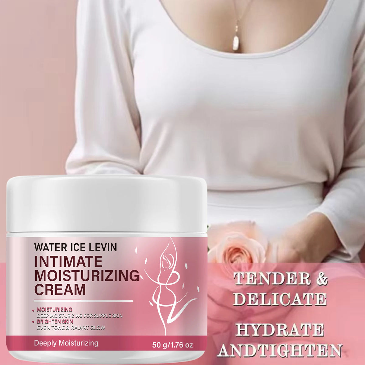 Water Ice Levin Intimate Moisturizing Cream 50g Rose Lily Extract Nourishing Skin Cream for Deep Moisturizing Supple Skin Care