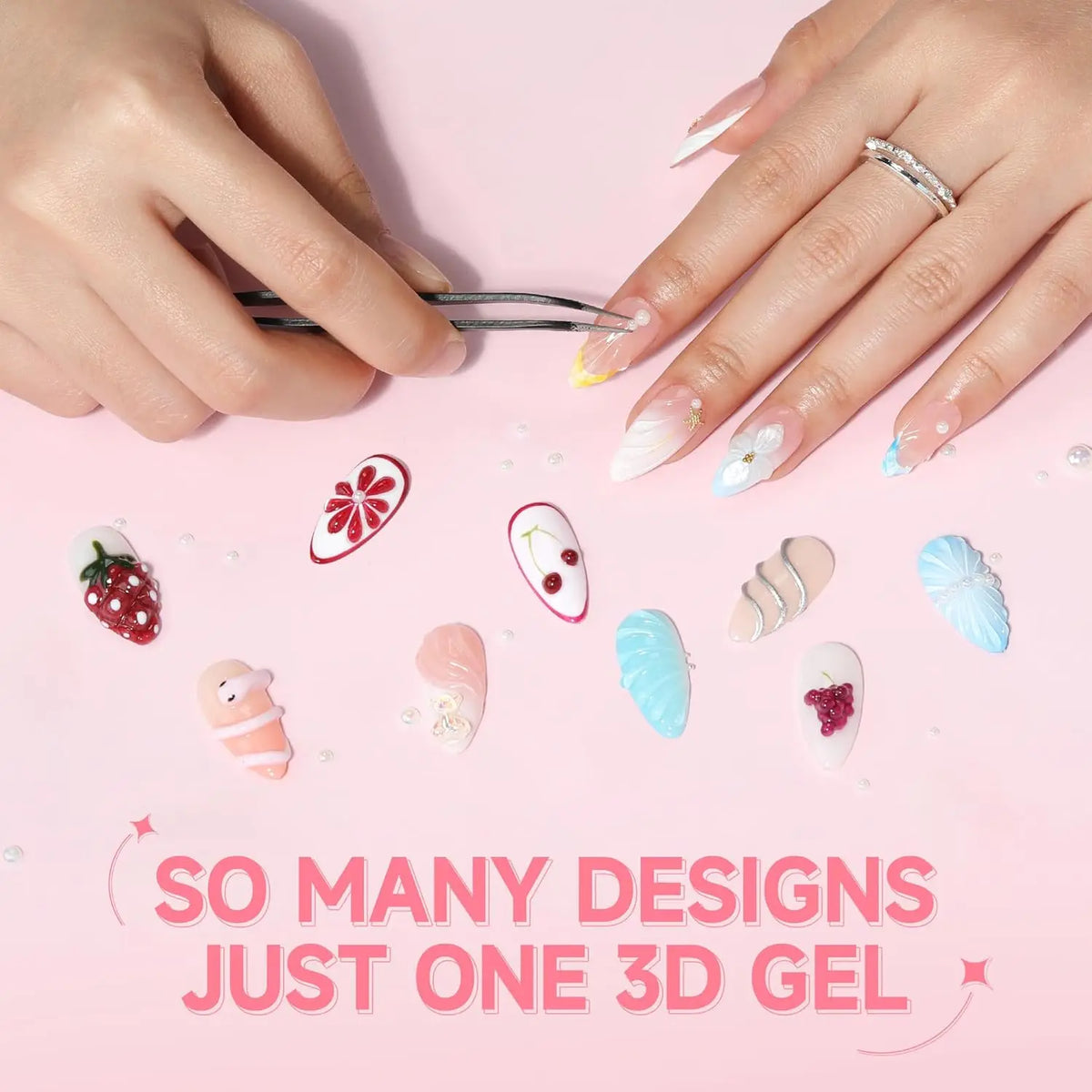 Makartt 3D Gel Nail Art – Clear & Noir Sculpting Gel for DIY Embossed Nail Designs – No Wipe Easy-Squeeze Tube Nail Glue