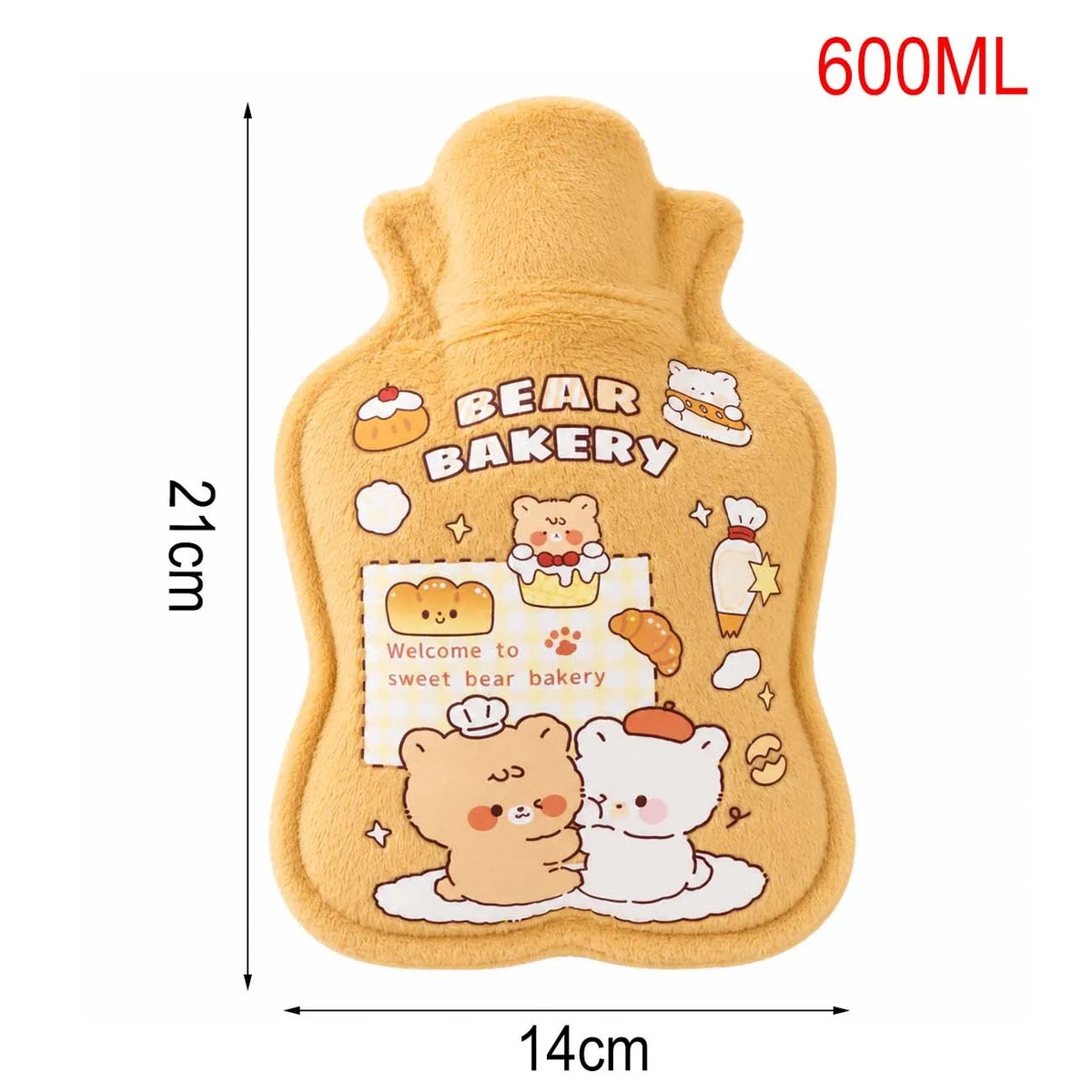 Hot Water Bottle Plush Warm Water Bag Cute Cartoon Soft Cover Hand Warmer for Winter Bed Sofa Women Kids Gift