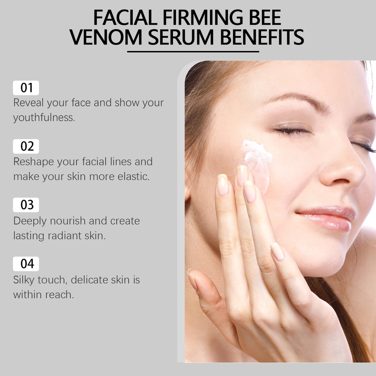Bee Venom Facial Serum Firming Ginger Root Extract Even Skin Tone Fade Dark Spots Radiant Glow Lift Tighten Anti Aging Support Skin Elasticity Face Care