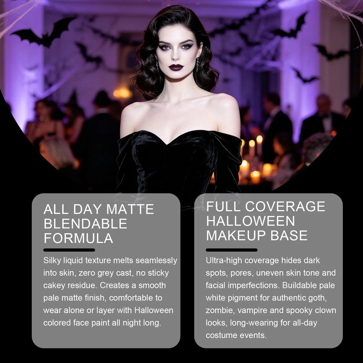 50G White Face Liquid Foundation for Helloween Cos Makeup Full Coverage Lasting Mekeup Effect Sweatproof Hydrating Natural Matte White Facial Foundation Liquid